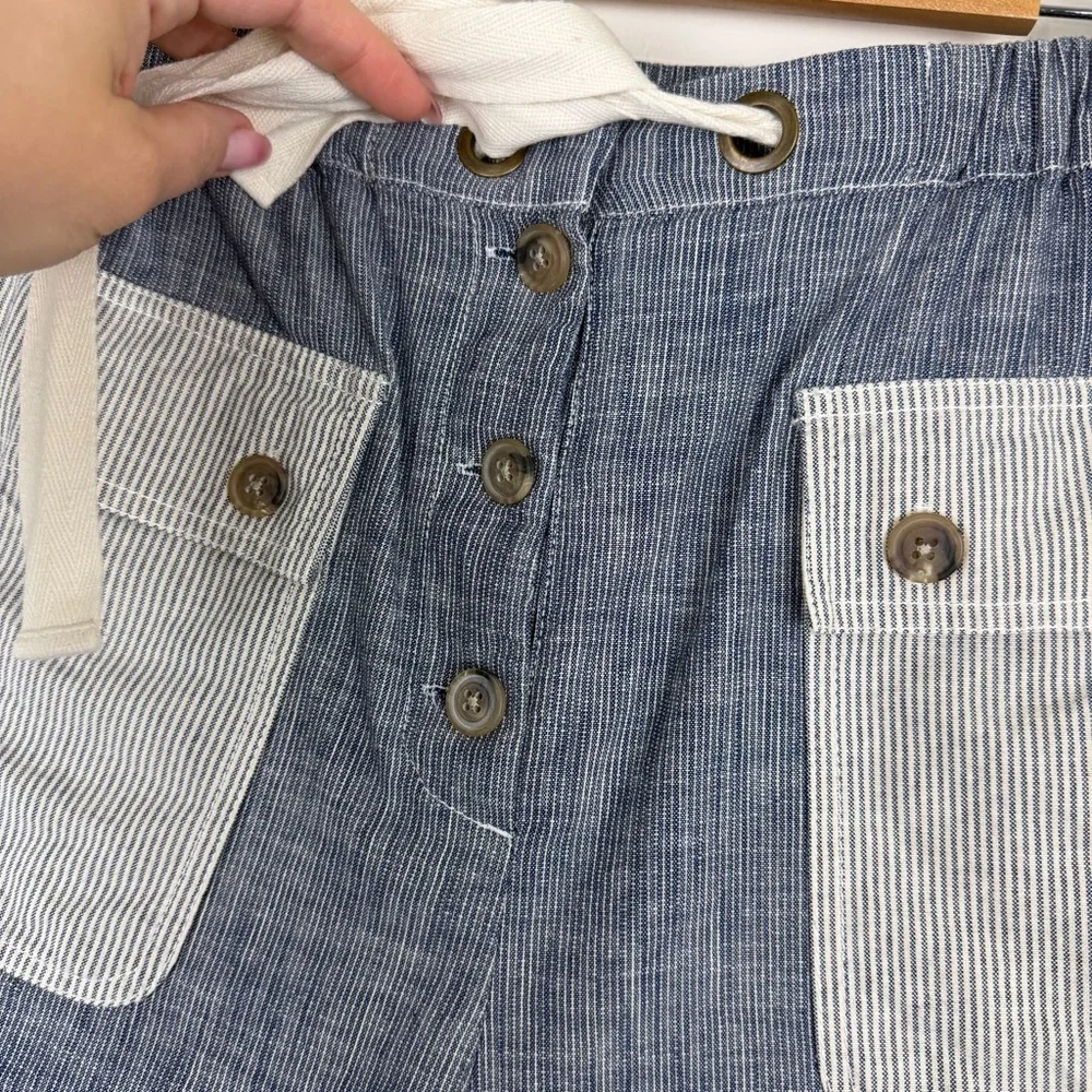 Ulla Johnson Granite Gray Blue Stripe Gracie Drawstring Shorts 8